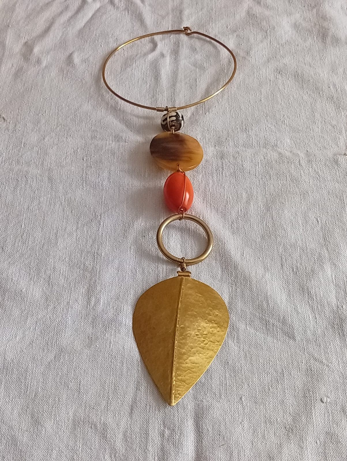 Golden Leaf & Earth Tone Torque Necklace